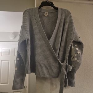 Worthington Gray V-Neck Wrap Sweater